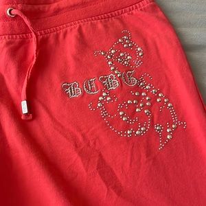 BCBG coral embellished straight leg capri